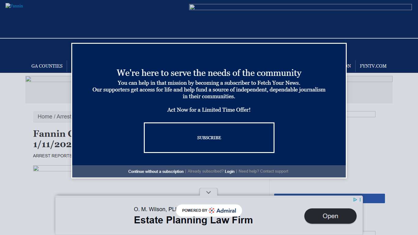 Fannin County Sheriff’s Office Arrest Report 1/5 – 1/11/2026 - FanninFannin