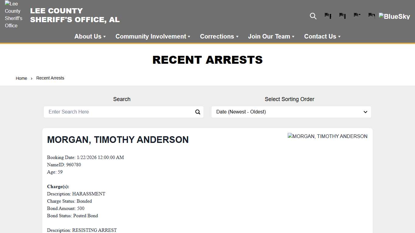 Recent Arrests Lee County Sheriff’s Office Alabama