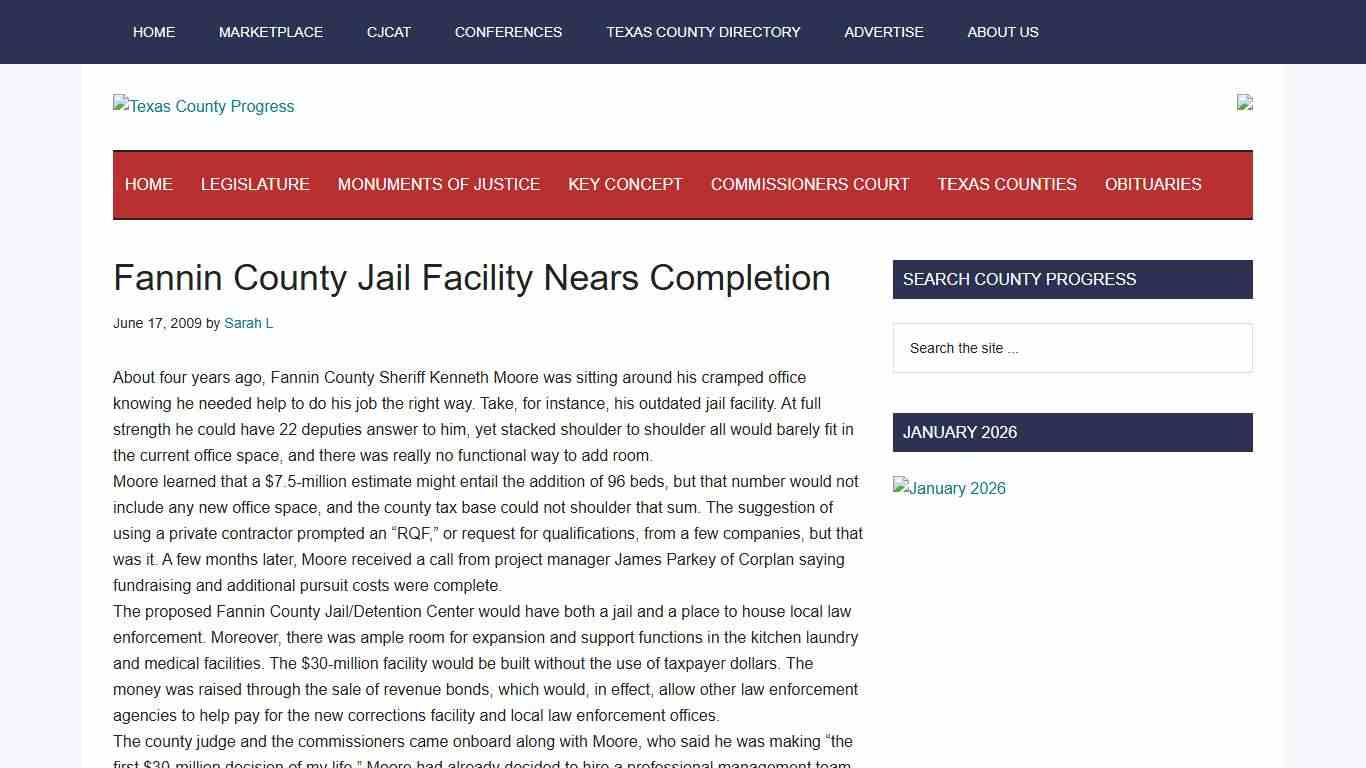 Fannin County Jail Facility Nears Completion - Texas County Progress